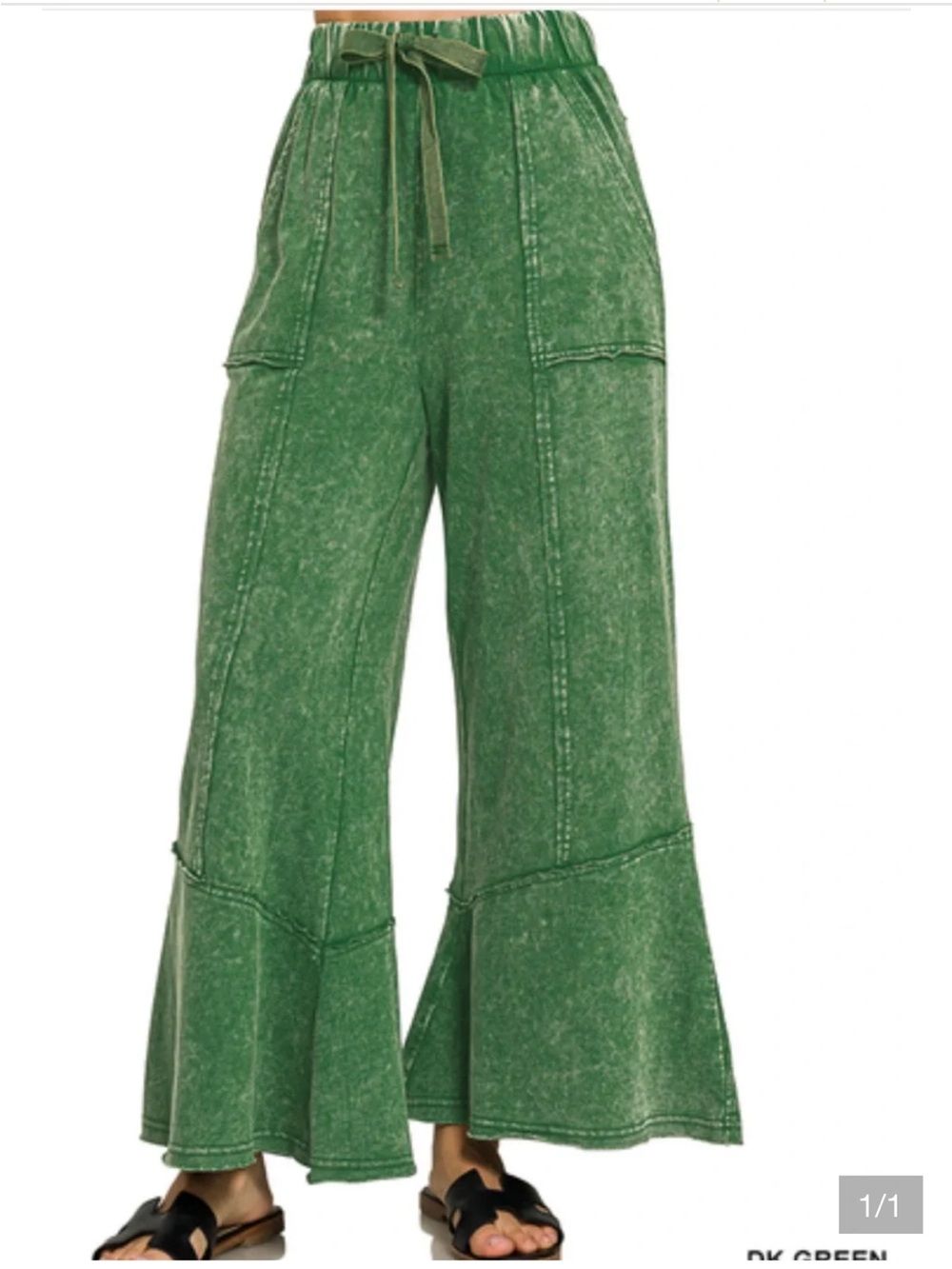 Women's Green Zenana Wide Leg Casual Pants